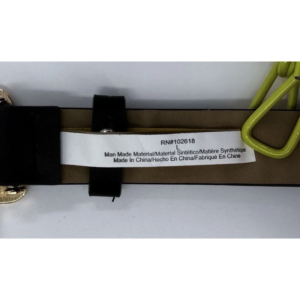 XOX Betsy Johnson Gold Gingerbread Girl Black Faux Leather Belt Women's L NWT‎